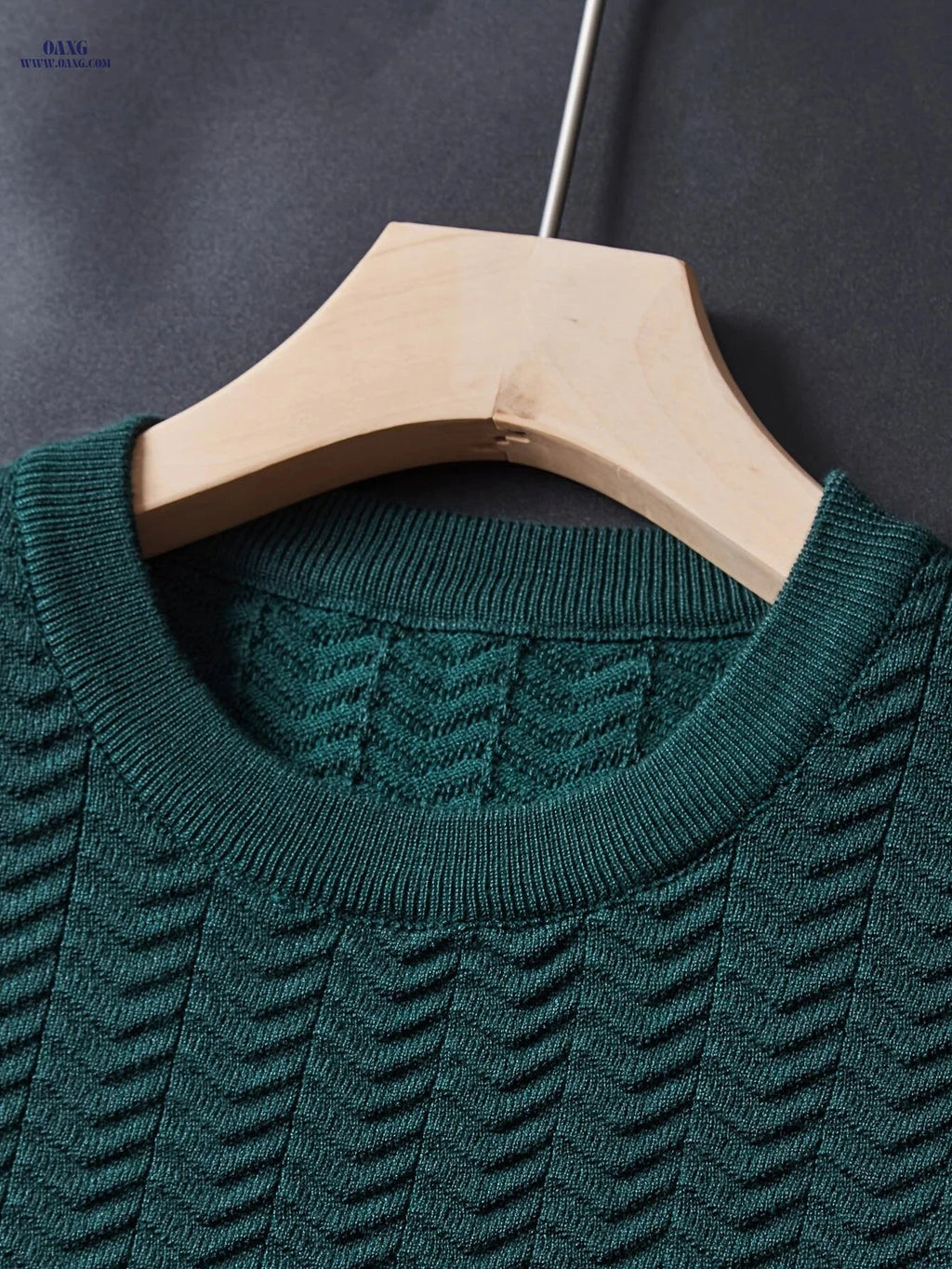 Tehan Men's Wave Pattern Knitted Shirt - Stylish Half-Sleeve Sweater   OAXG 
