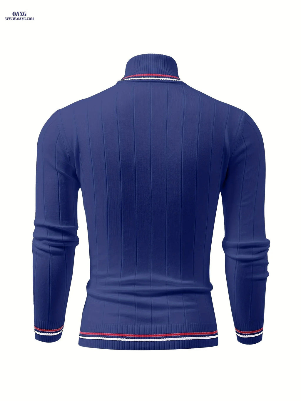 Temujin OBM Men's Color Block Striped Knit Sweater - High Neck Style   OAXG White / FR S