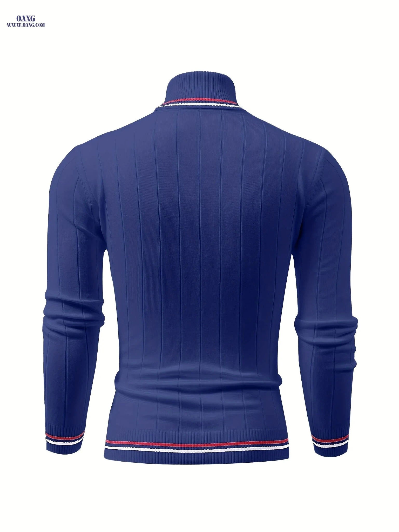 Temujin OBM Men's Color Block Striped Knit Sweater - High Neck Style   OAXG White / FR S