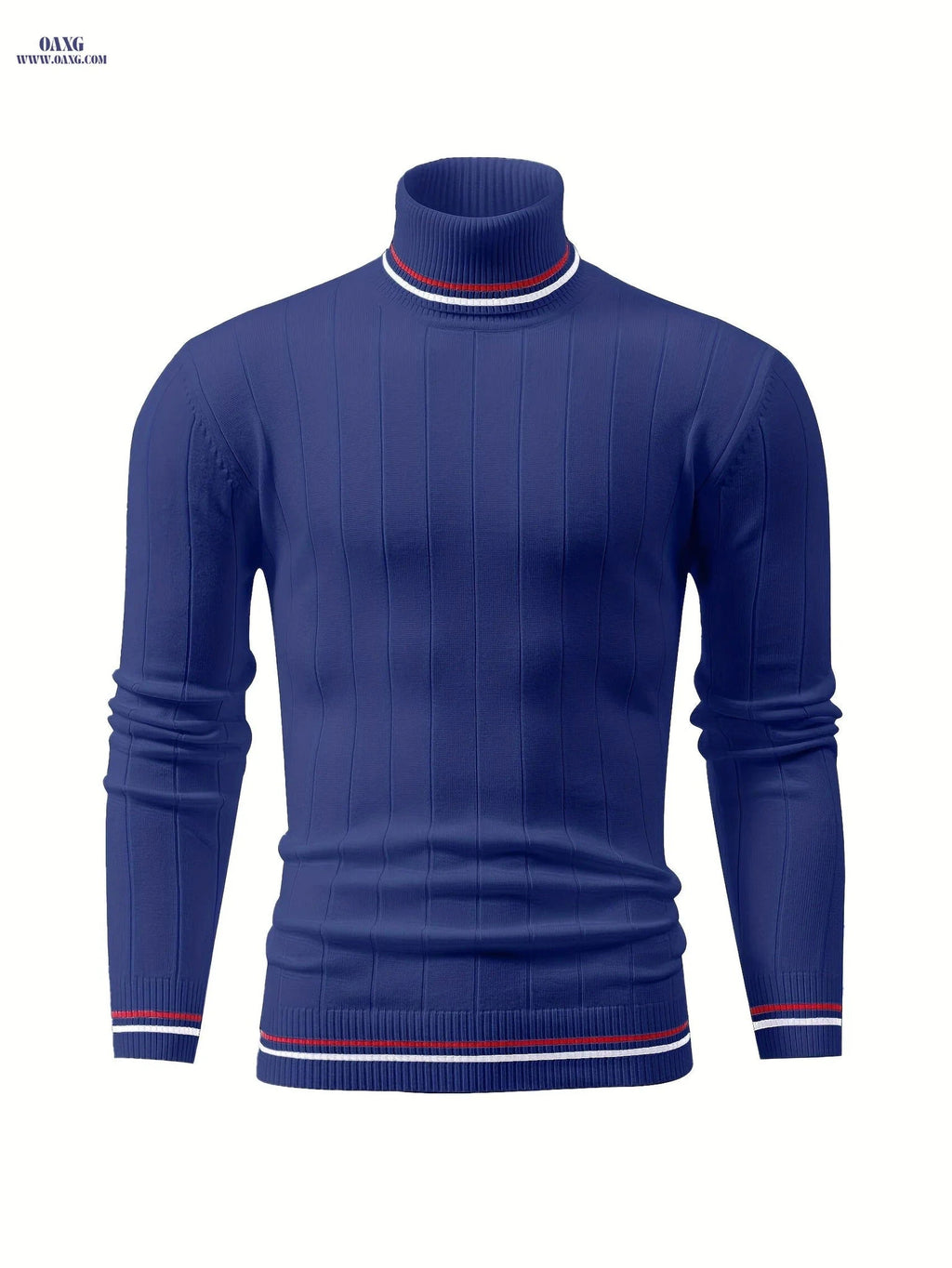 Temujin OBM Men's Color Block Striped Knit Sweater - High Neck Style   OAXG White / FR S