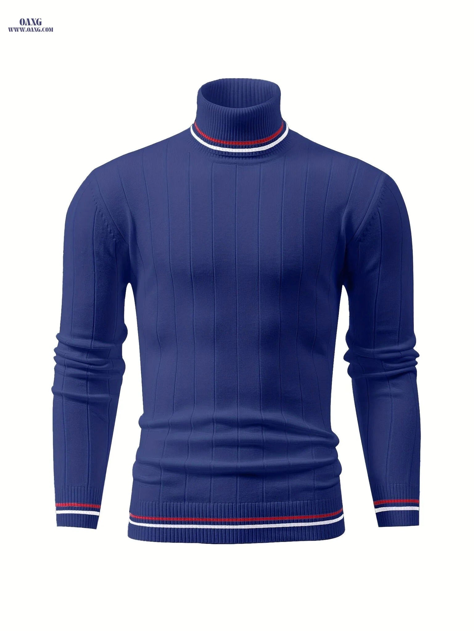 Temujin OBM Men's Color Block Striped Knit Sweater - High Neck Style   OAXG White / FR S