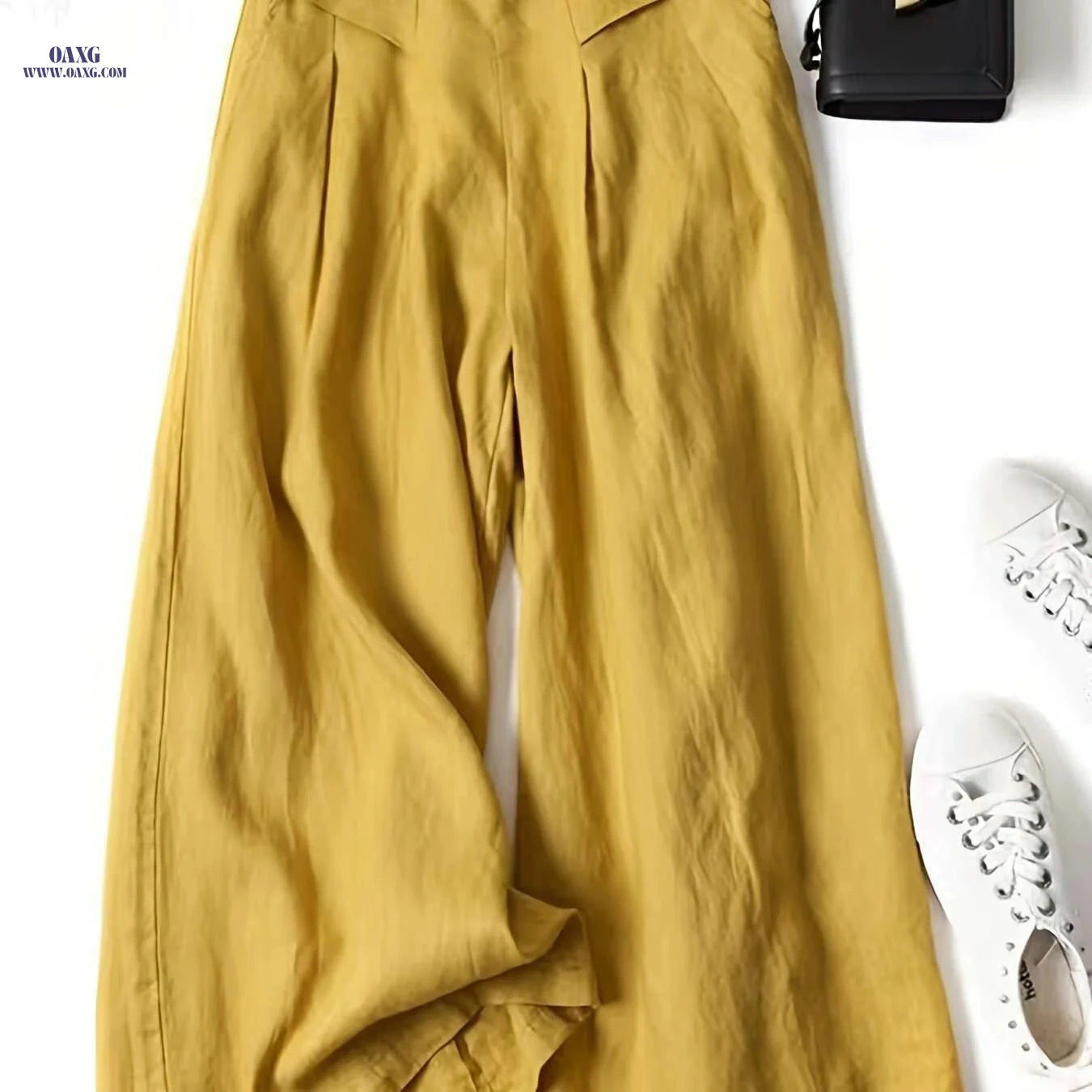 Terracotta Red Vintage Wide-Leg Pants - Loose Fit, Machine Washable   OAXG 