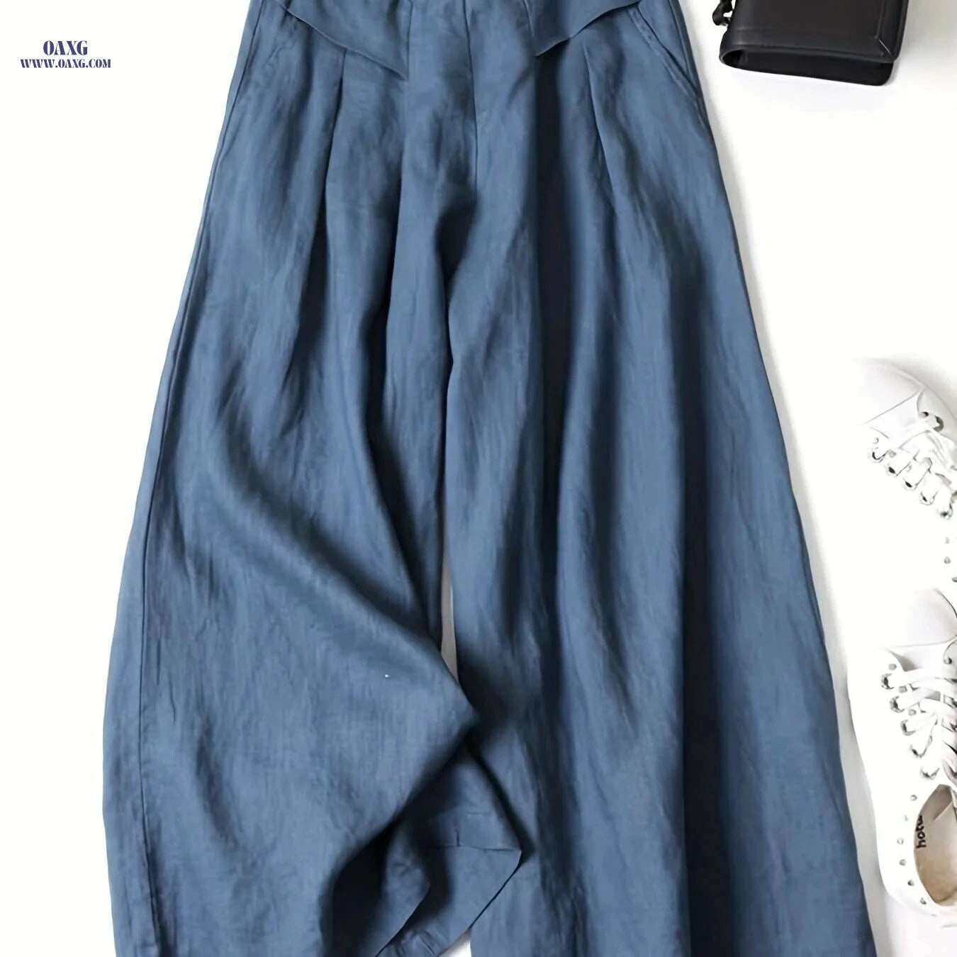 Terracotta Red Vintage Wide-Leg Pants - Loose Fit, Machine Washable   OAXG 