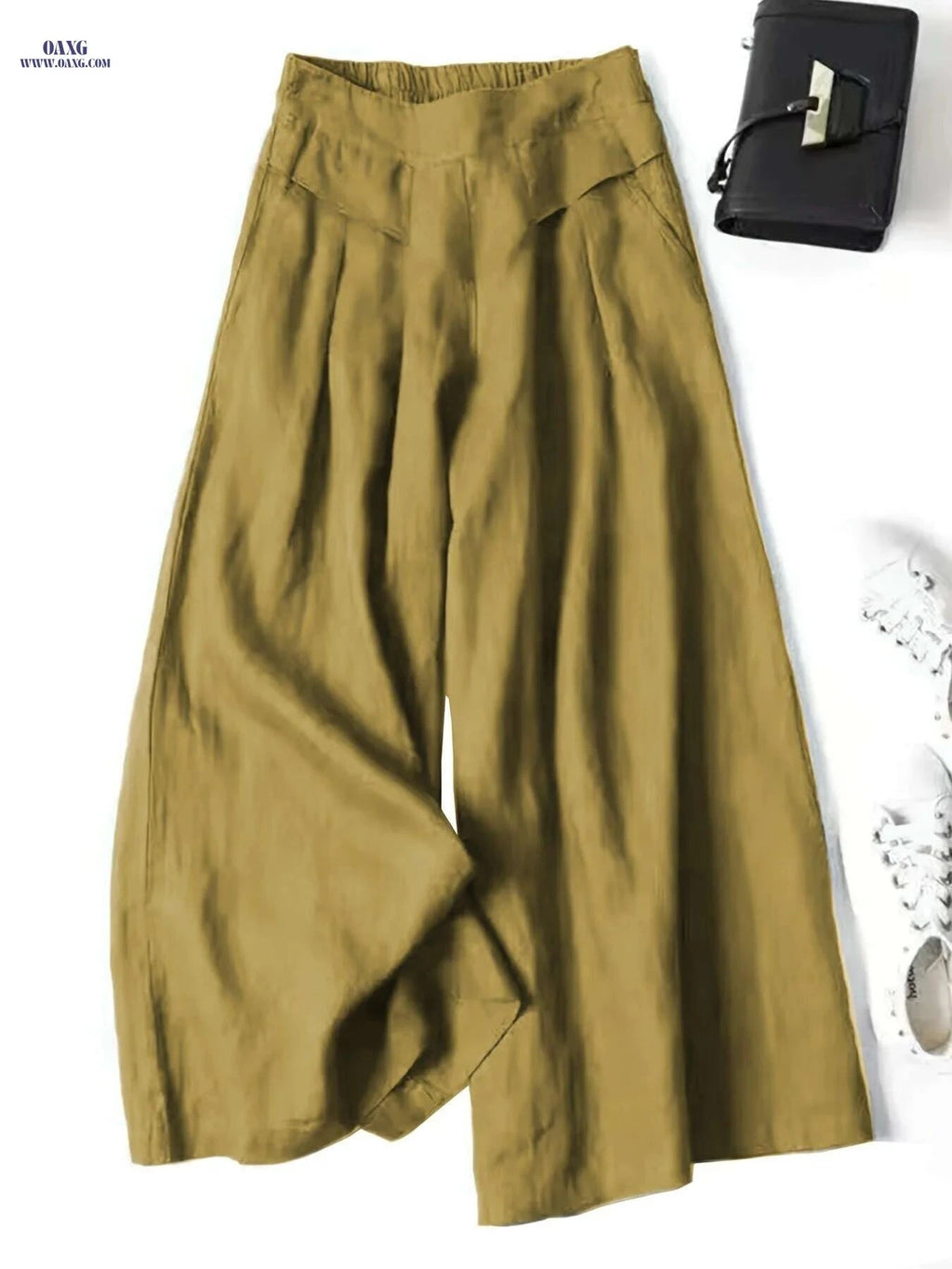Terracotta Red Vintage Wide-Leg Pants - Loose Fit, Machine Washable   OAXG Tangerine-red / XS