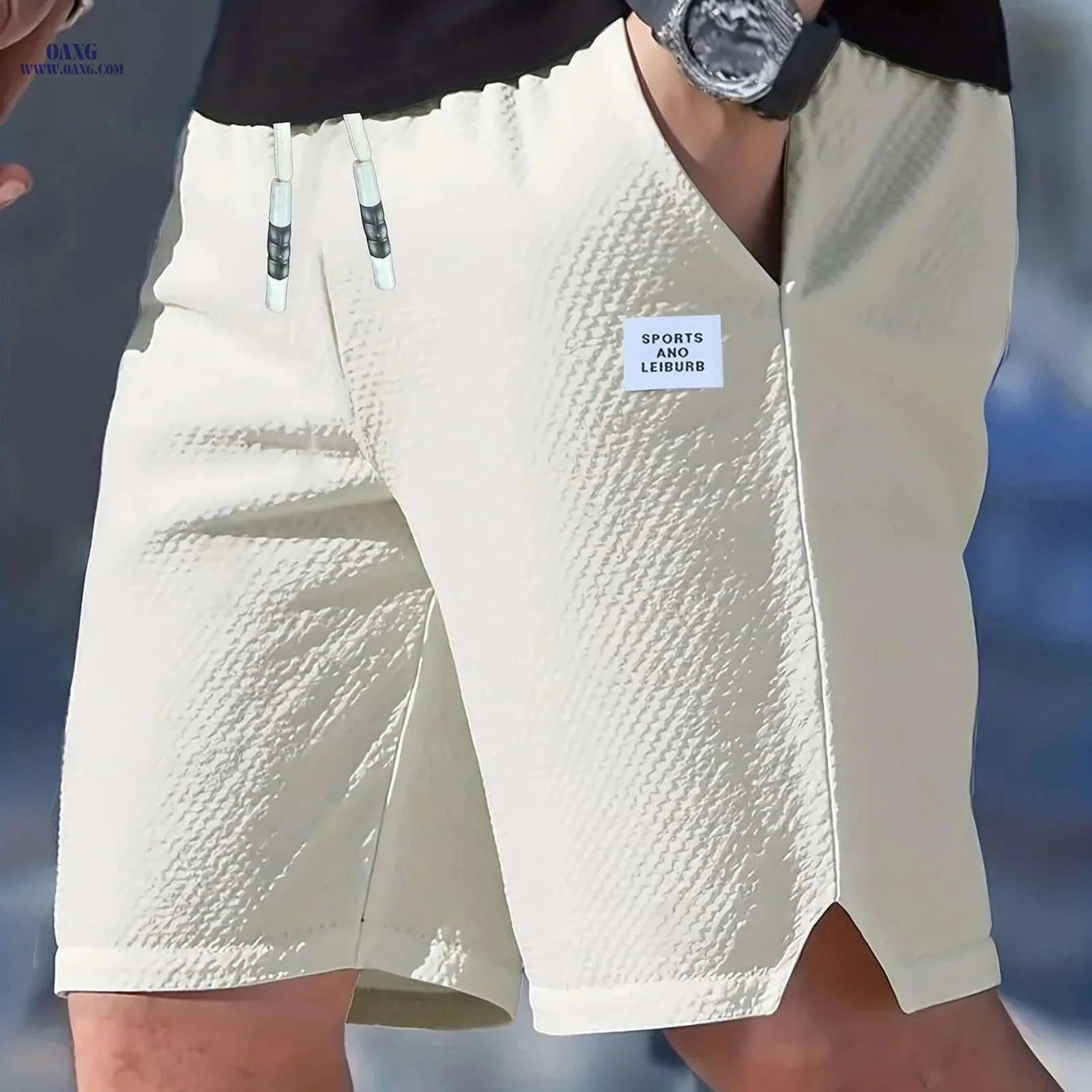 Textured Men's Casual Shorts - Lightweight, Breathable Beach Pants   OAXG 