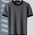 Tie Mu Zhen Short-Sleeved Knitted Sweater - Stylish Jacquard Pattern   OAXG 