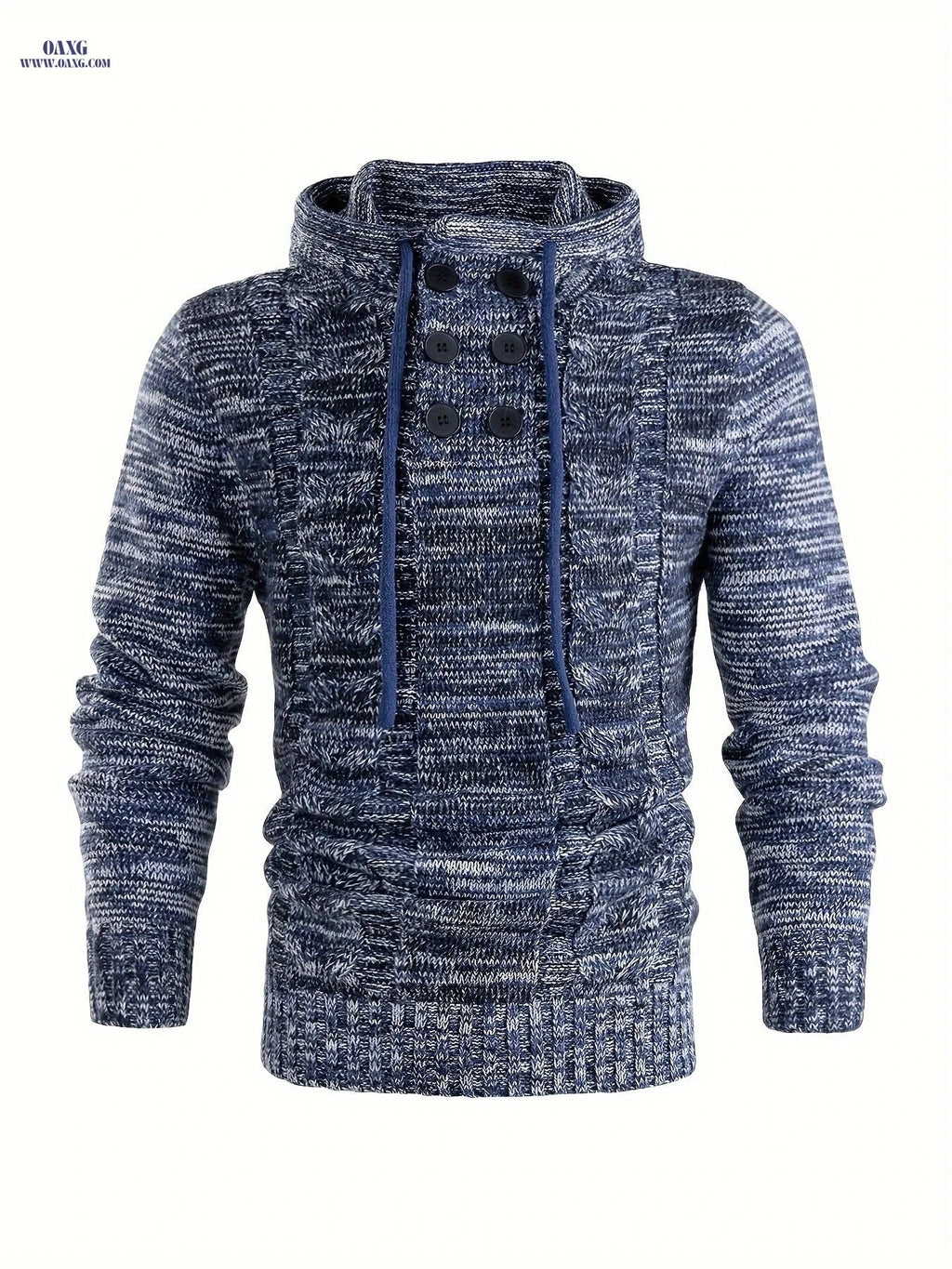 Tiemuzhen Men's Knitted Hoodie - Trendy Collar & Long Sleeves   OAXG 