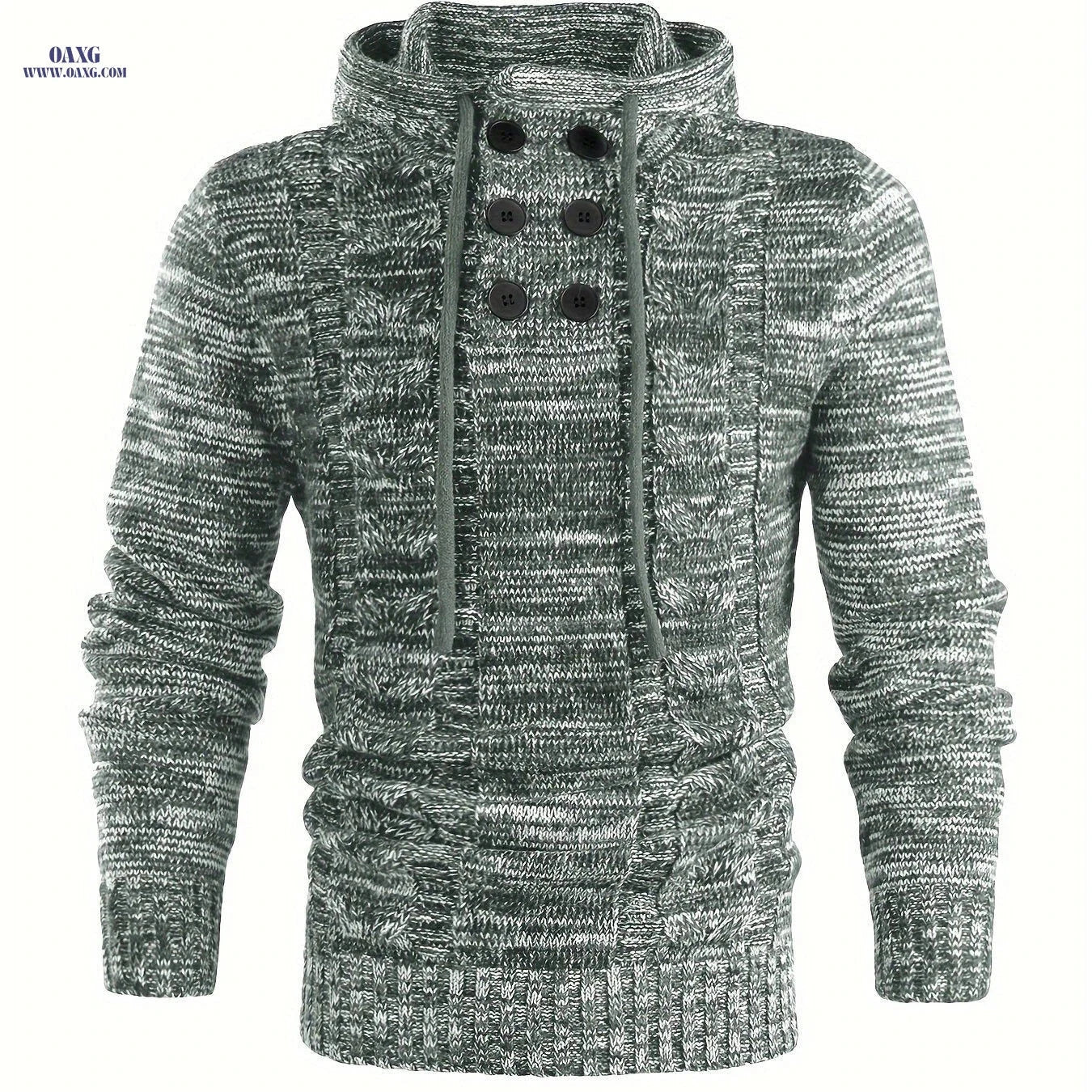 Tiemuzhen Men's Knitted Hoodie - Trendy Collar & Long Sleeves   OAXG 