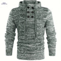 Tiemuzhen Men's Knitted Hoodie - Trendy Collar & Long Sleeves   OAXG Olive Green / FR M