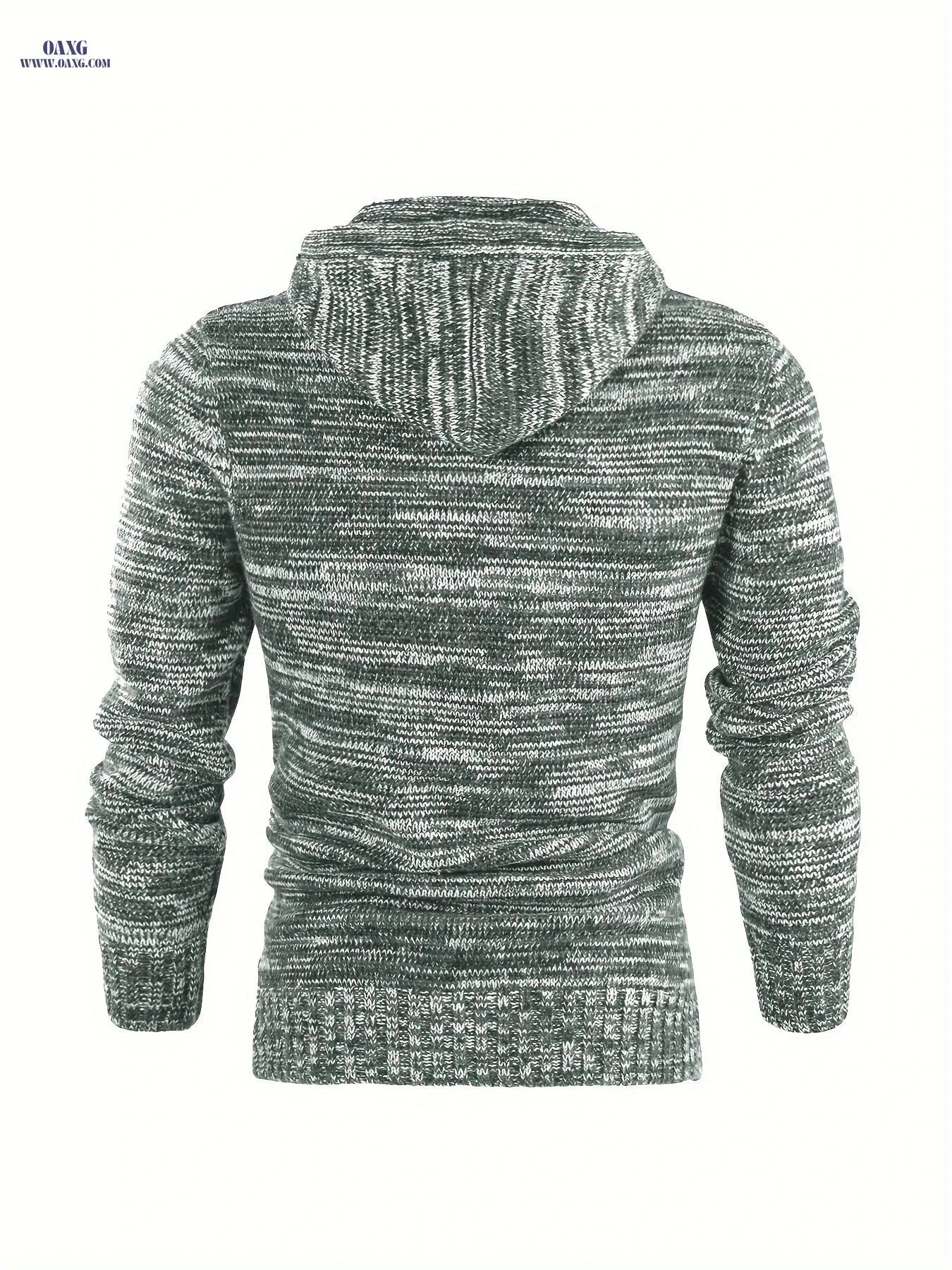 Tiemuzhen Men's Knitted Hoodie - Trendy Collar & Long Sleeves   OAXG Olive Green / FR M