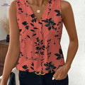 Tingyun Women's Peach Floral V-Neck Blouse - Lightweight & Casual   OAXG 