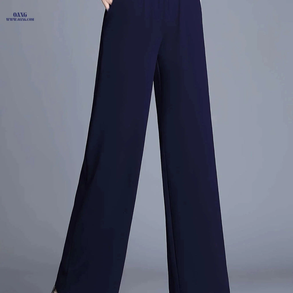 Tom'S High-Waisted Straight-Leg Pants - Elegant Casual Work Trousers   OAXG Dark Blue / XS
