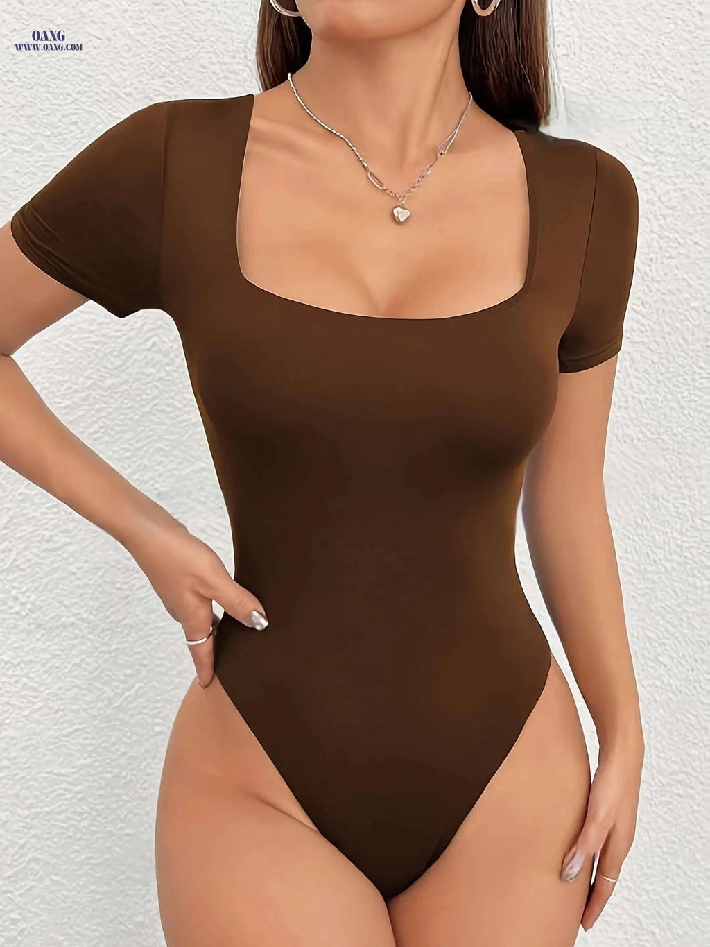 Tom's Solid Color Fitted Top Bodysuit - Women’s Short Sleeve Style   OAXG 