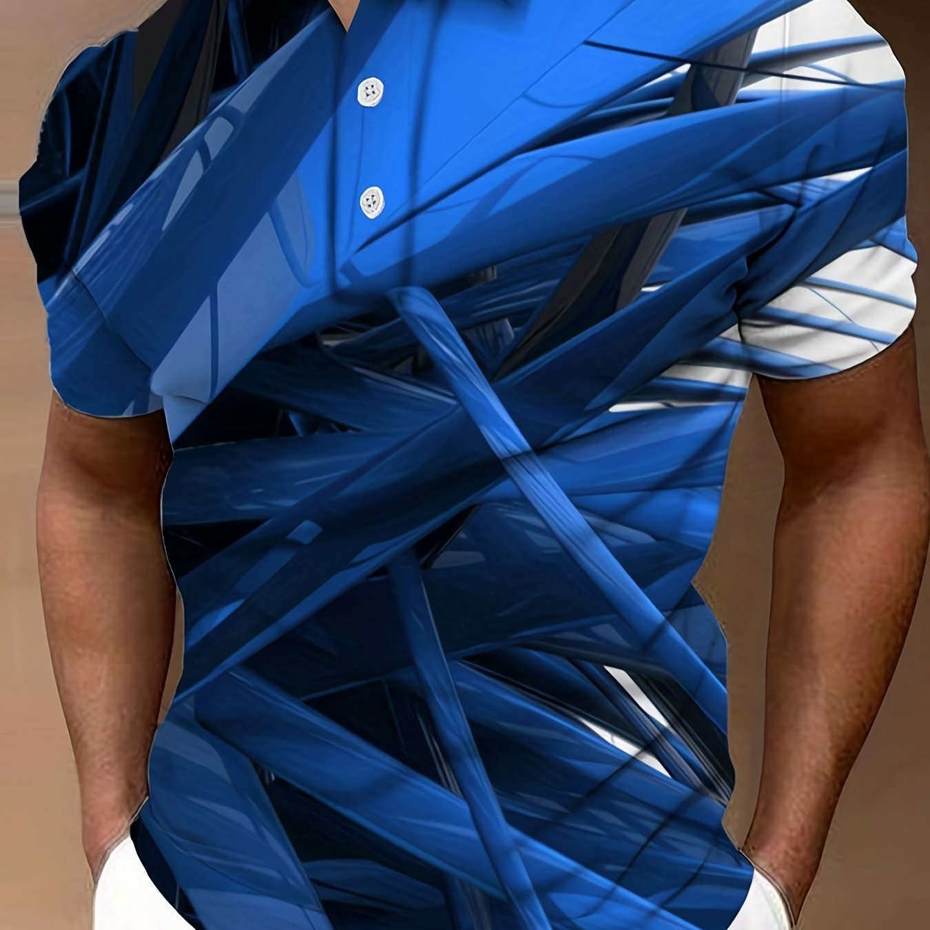 Trendy 3D Print Lightweight Short Sleeve Shirt for Men - Summer Style   OAXG Purple / FR S