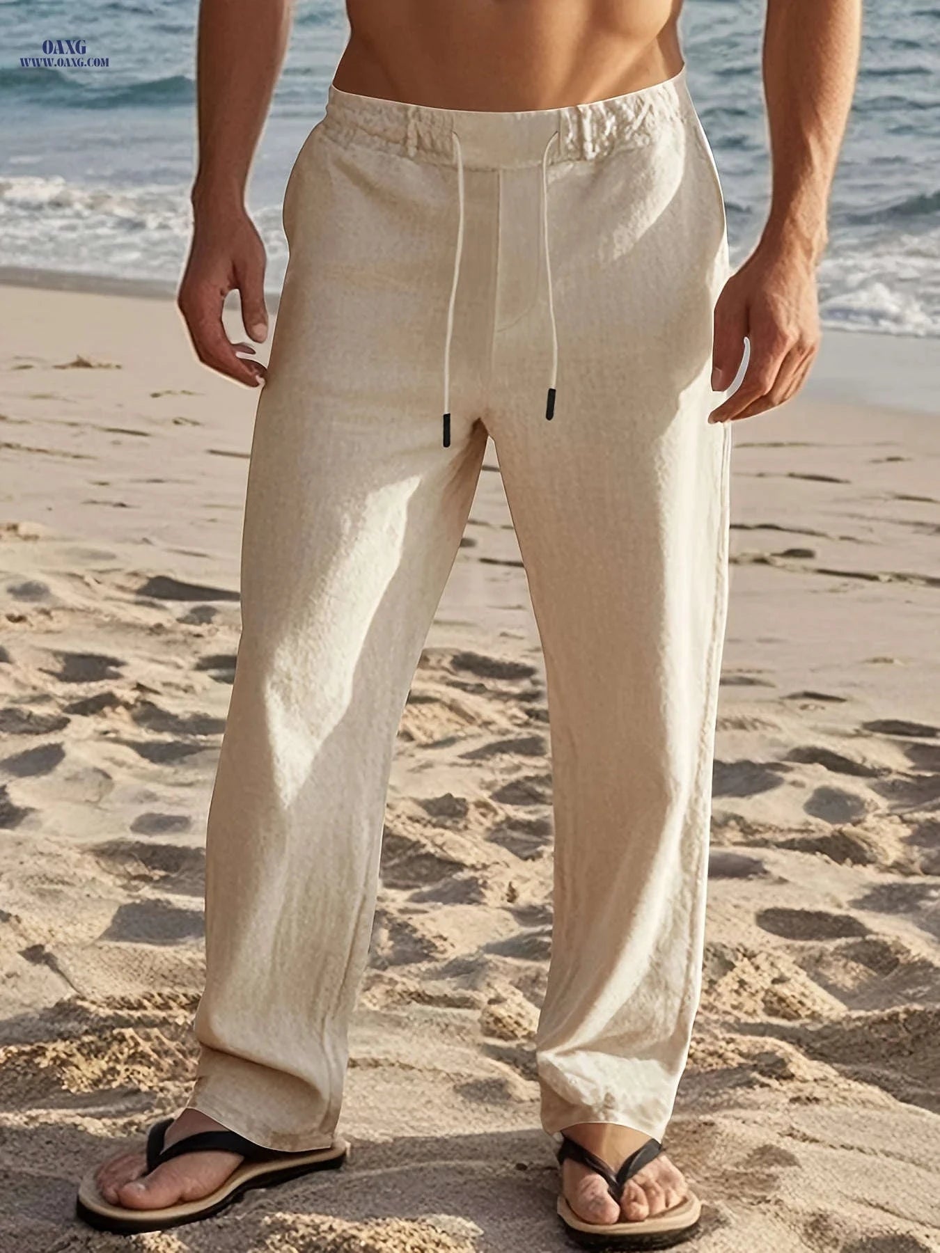 Trendy American Style Drawstring Men’s Pants - Casual Loose-Fitting Trousers   OAXG 