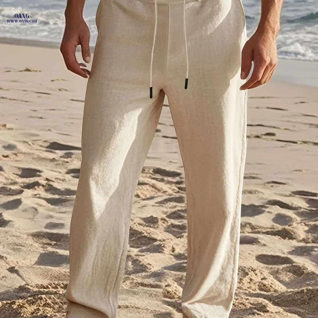 Trendy American Style Drawstring Men’s Pants - Casual Loose-Fitting Trousers   OAXG Khaki / FR M