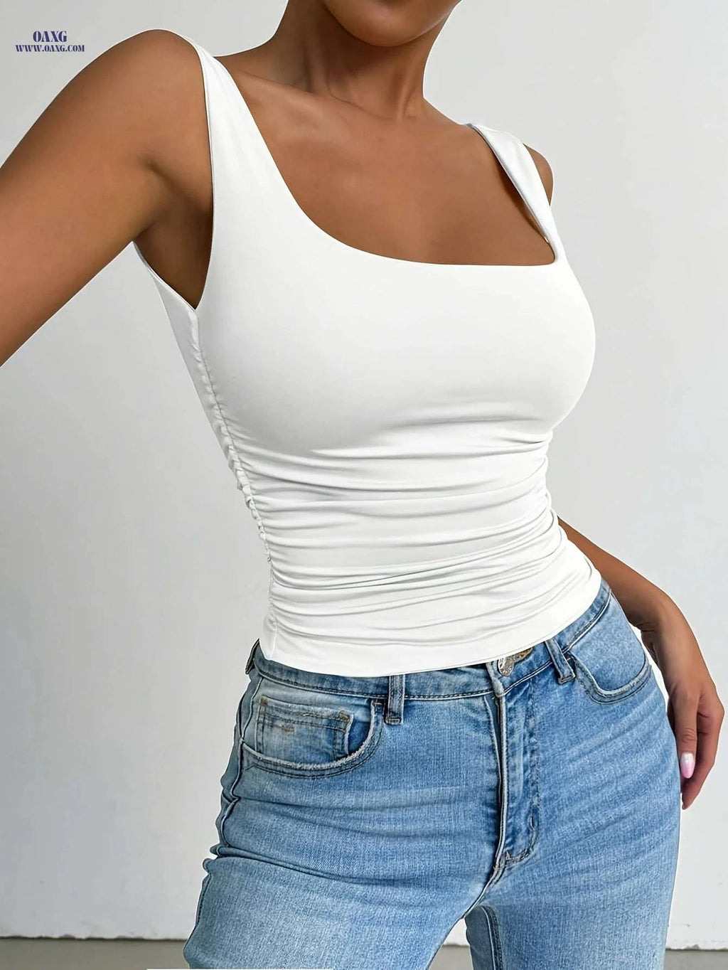 Trendy Backless Women's Camisole - Wide Strap, Slim Fit Top   OAXG White / XS