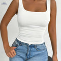 Trendy Backless Women's Camisole - Wide Strap, Slim Fit Top   OAXG White / XS