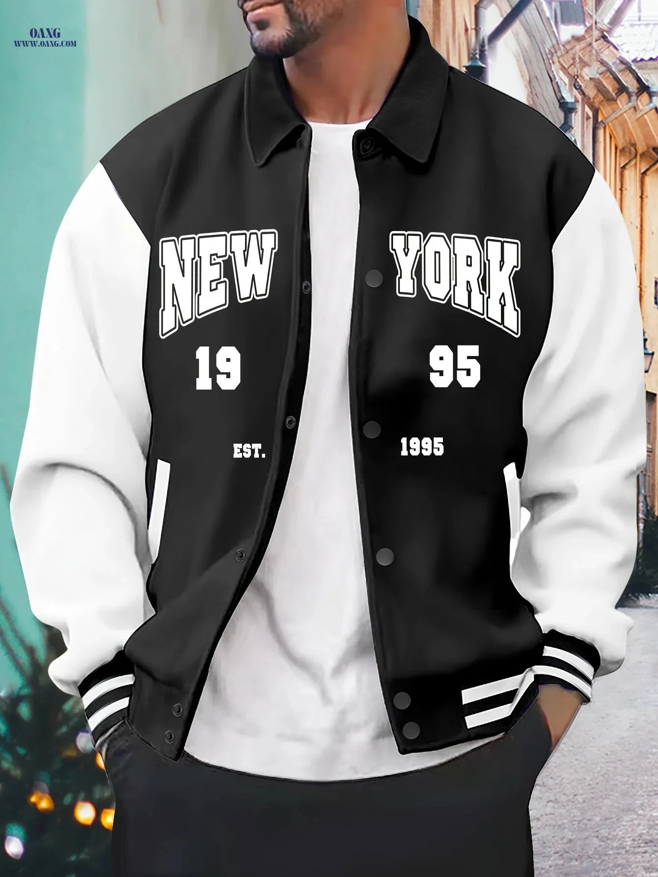 Trendy Casual Baseball Jacket for Men - Thickened with Prints   OAXG 