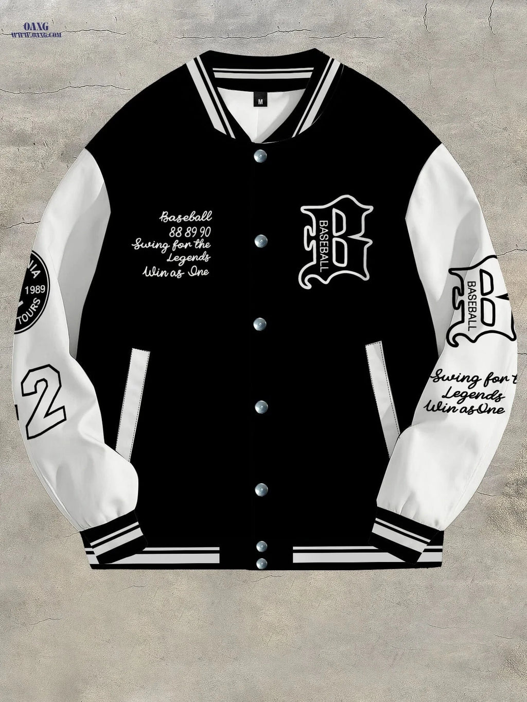 Trendy Color-Blocking Men's Baseball Jacket - Casual Spring & Autumn Wear   OAXG 