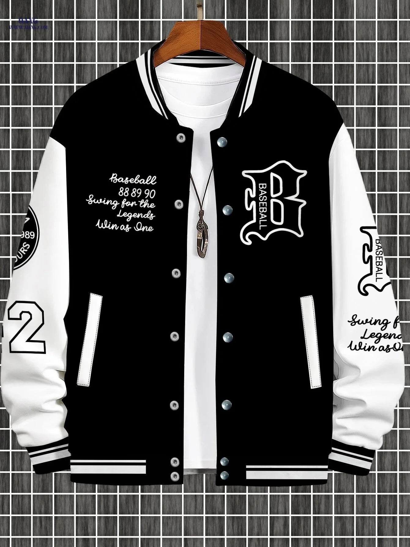 Trendy Color-Blocking Men's Baseball Jacket - Casual Spring & Autumn Wear   OAXG Mixed colors / FR S
