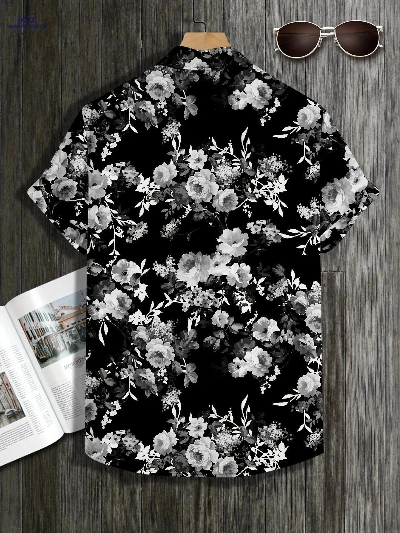 Trendy Floral Short-Sleeved Shirt - Stylish Casual Wear for All Seasons   OAXG Black / FR S