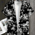 Trendy Floral Short-Sleeved Shirt - Stylish Casual Wear for All Seasons   OAXG Black / FR S
