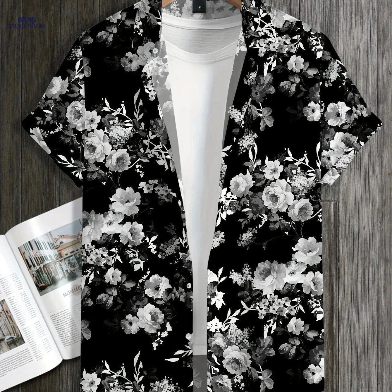 Trendy Floral Short-Sleeved Shirt - Stylish Casual Wear for All Seasons   OAXG Black / FR S
