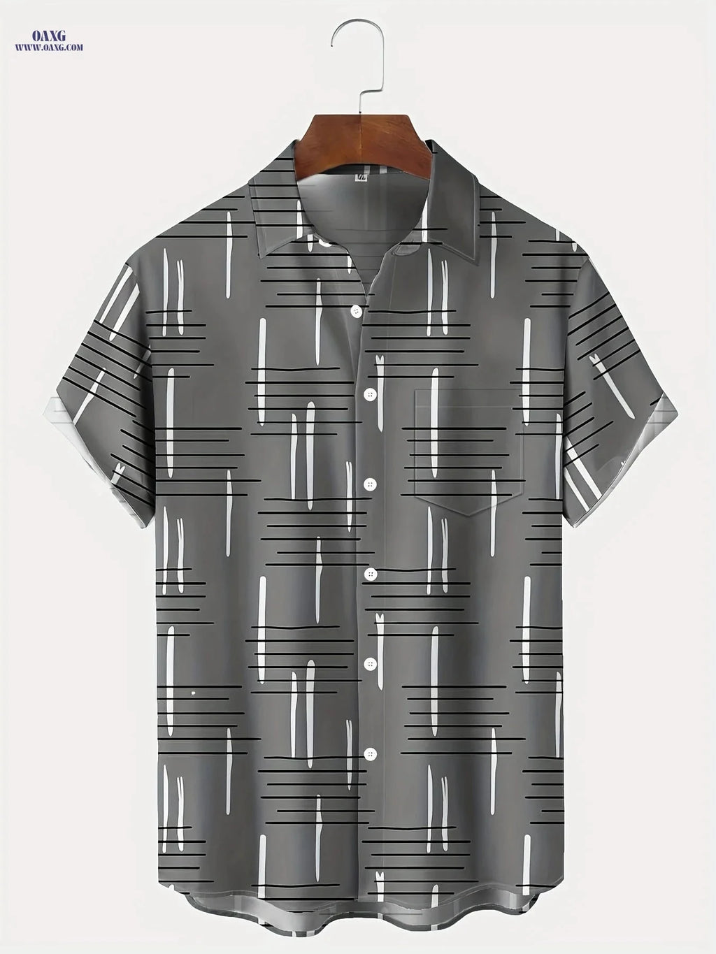 Trendy Geometric Pattern Casual Short Sleeve Shirt for Men   OAXG 