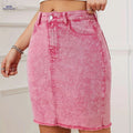 Trendy High-Stretch Denim Skirt - Casual Style for All Seasons   OAXG Pink / S