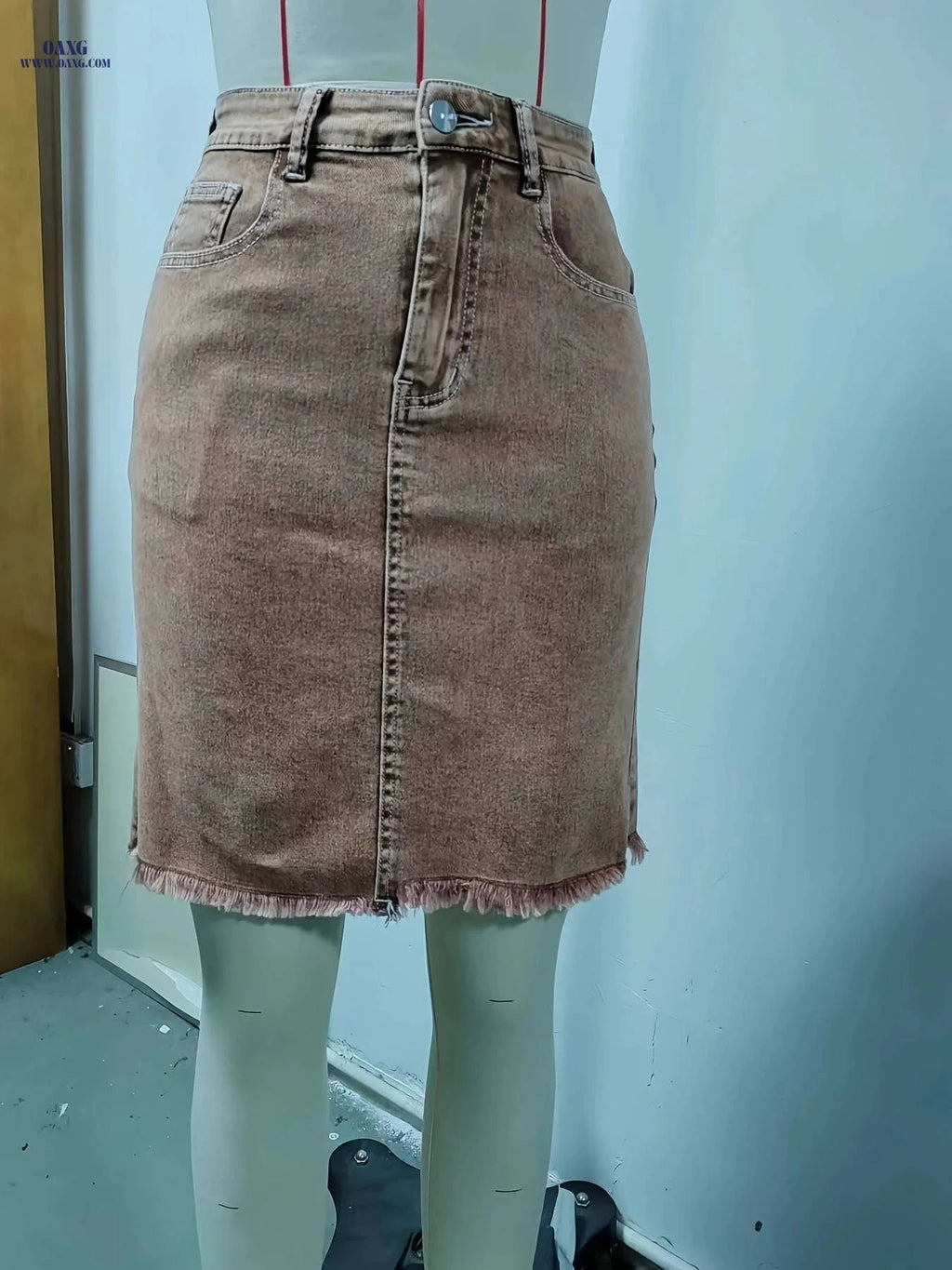Trendy High-Stretch Denim Skirt - Casual Style for All Seasons   OAXG Pink / S