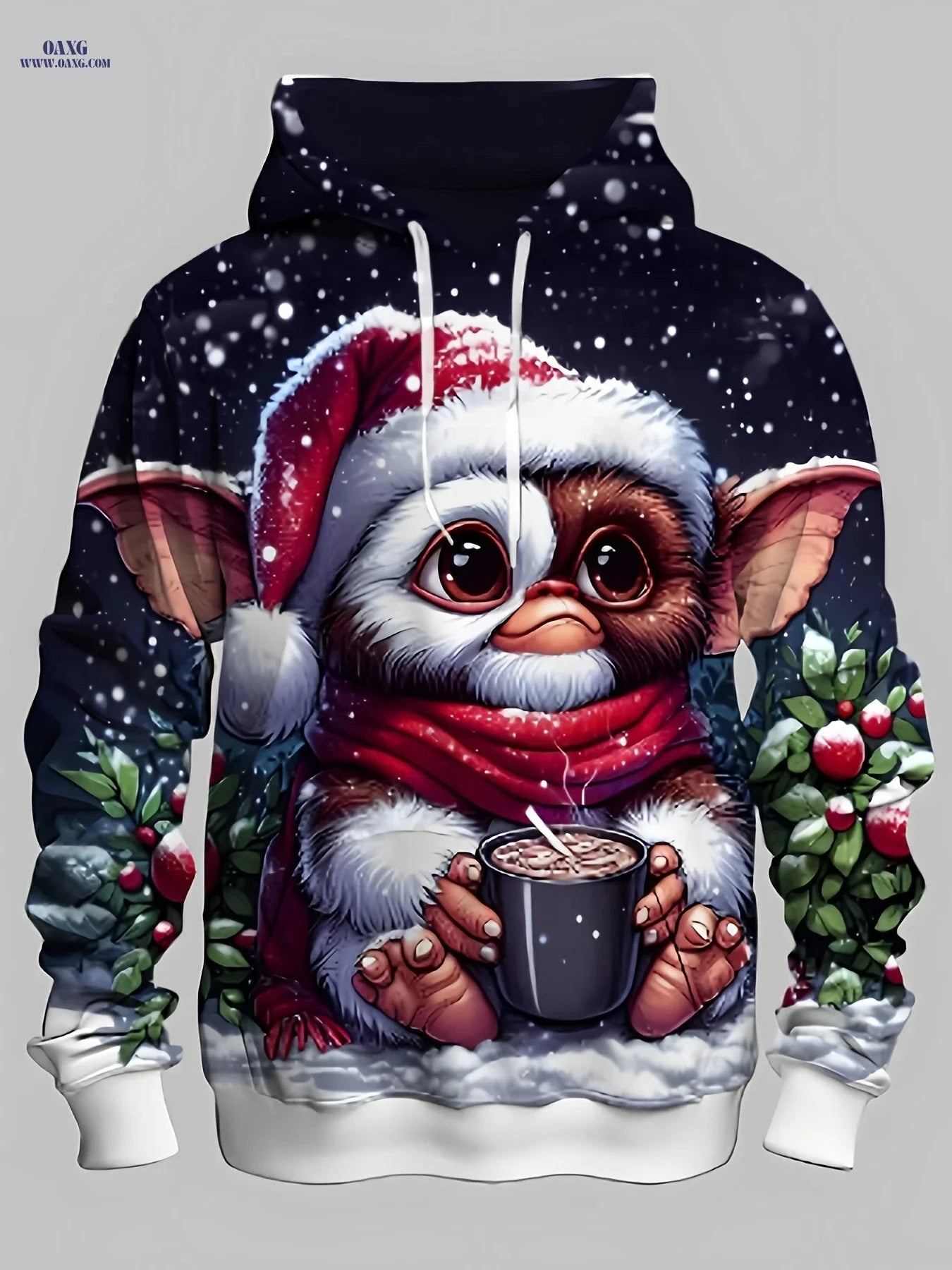Trendy Hooded Sweatshirt - 3D Christmas Cute Pets Print Design   OAXG 