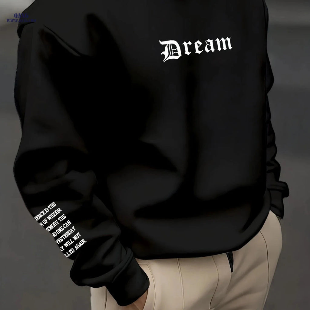 Trendy Letter Print Sweatshirt for Men & Women - Casual Street Style   OAXG Black / FR S
