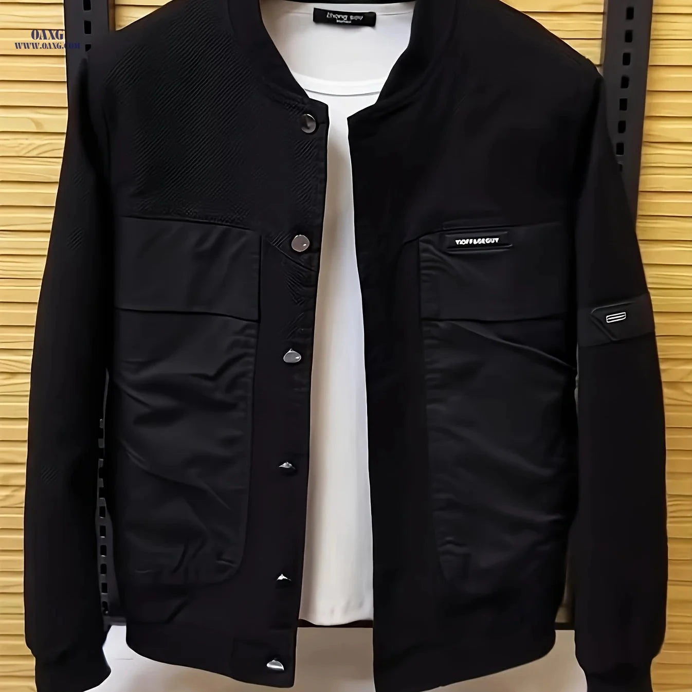 Trendy Men's Baseball Jacket - Casual Solid Color Outerwear   OAXG 