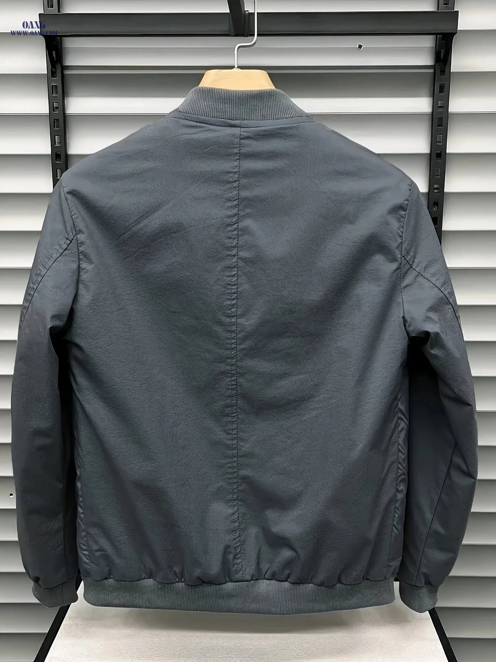 Trendy Men's Baseball Jacket - Casual Solid Color Outerwear   OAXG Grey / FR XS