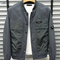 Trendy Men's Baseball Jacket - Casual Solid Color Outerwear   OAXG Grey / FR XS