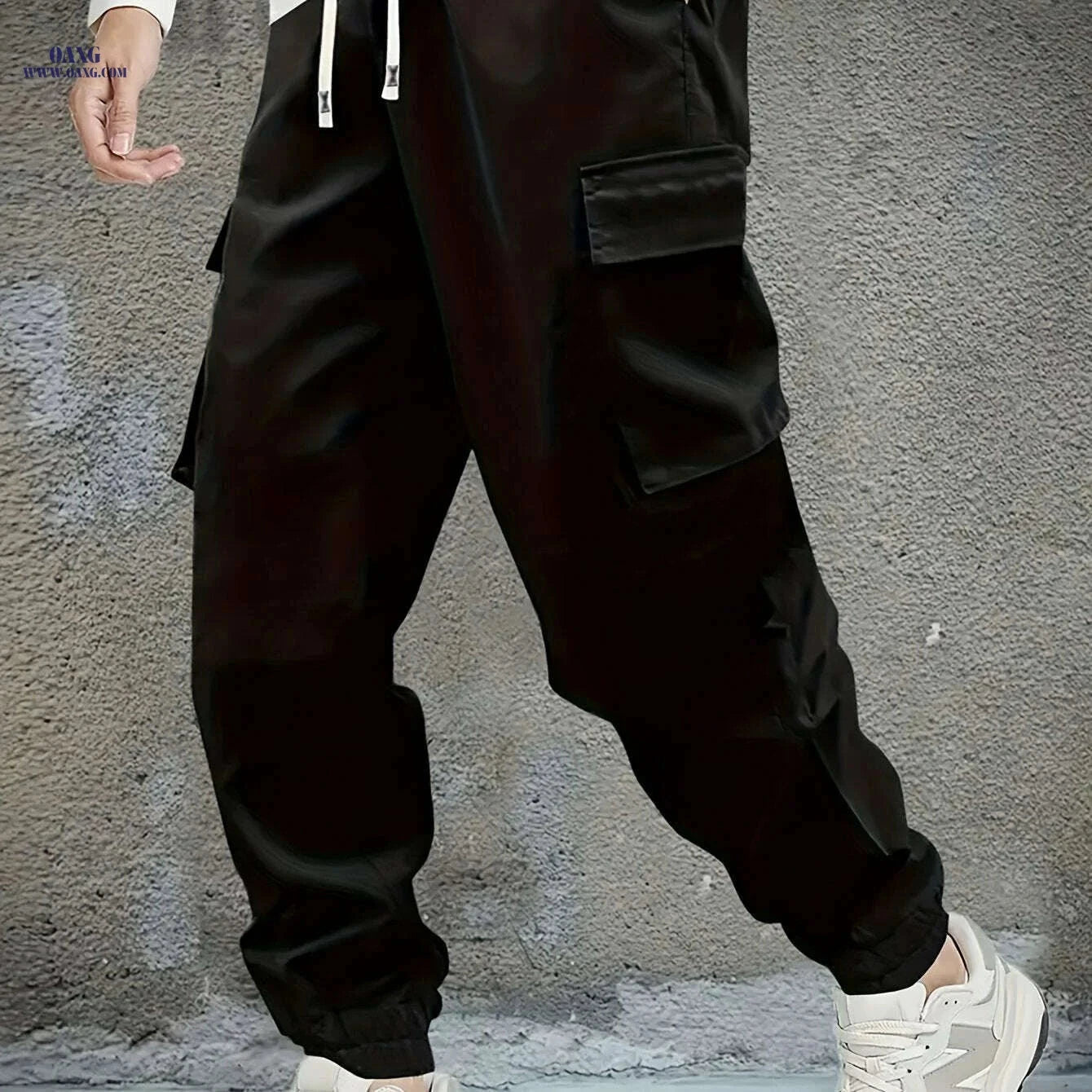 Trendy Men's Cargo Pants - Drawstring, Multi Pocket, Casual Style   OAXG Coffee color / S