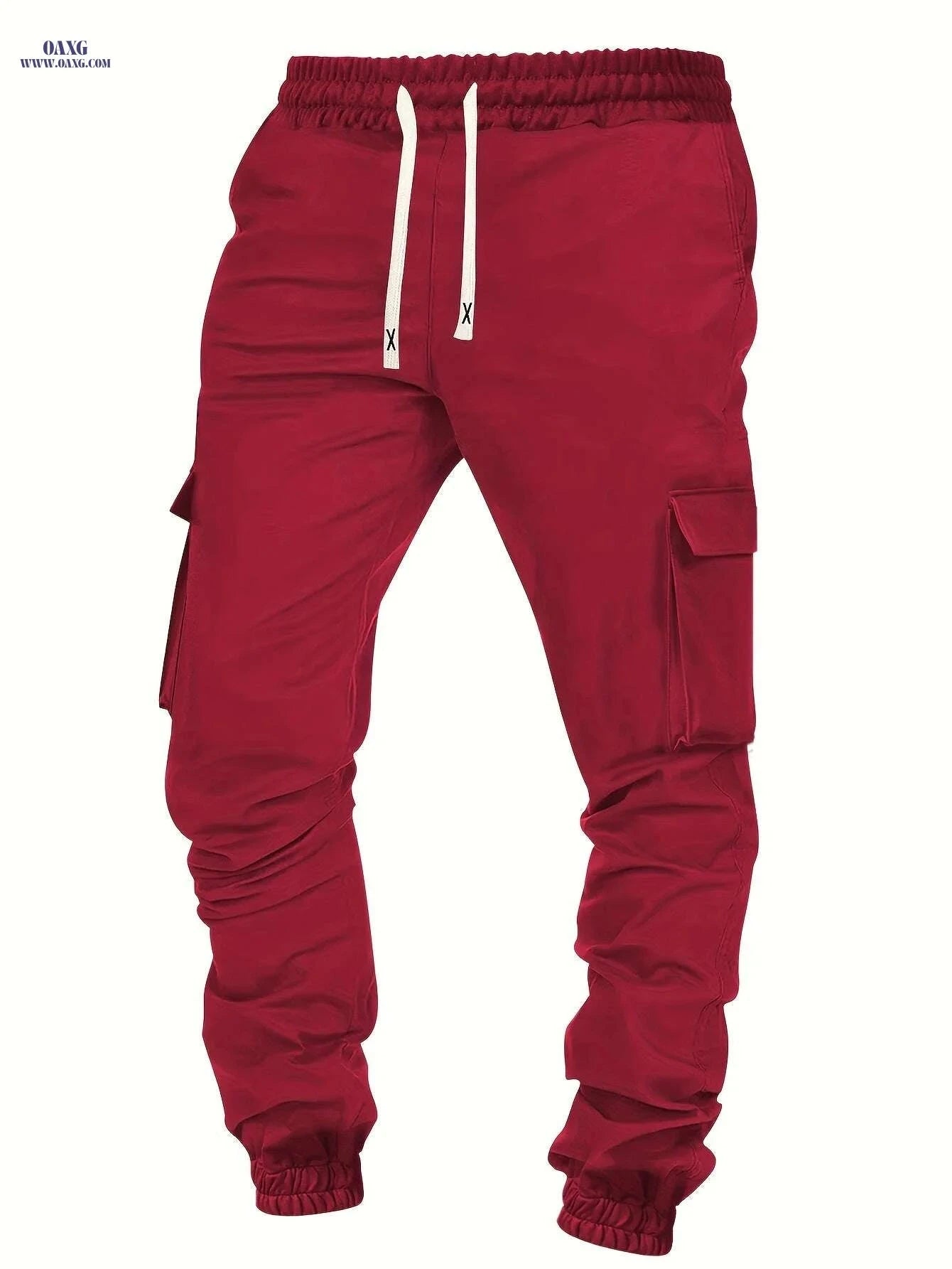 Trendy Men's Cargo Pants - Drawstring, Multi Pocket, Casual Style   OAXG Coffee color / S