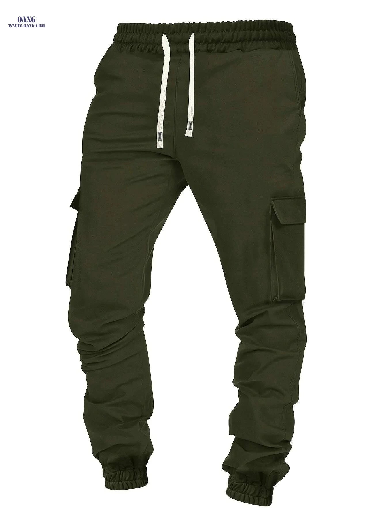 Trendy Men's Cargo Pants - Drawstring, Multi Pocket, Casual Style   OAXG Coffee color / S