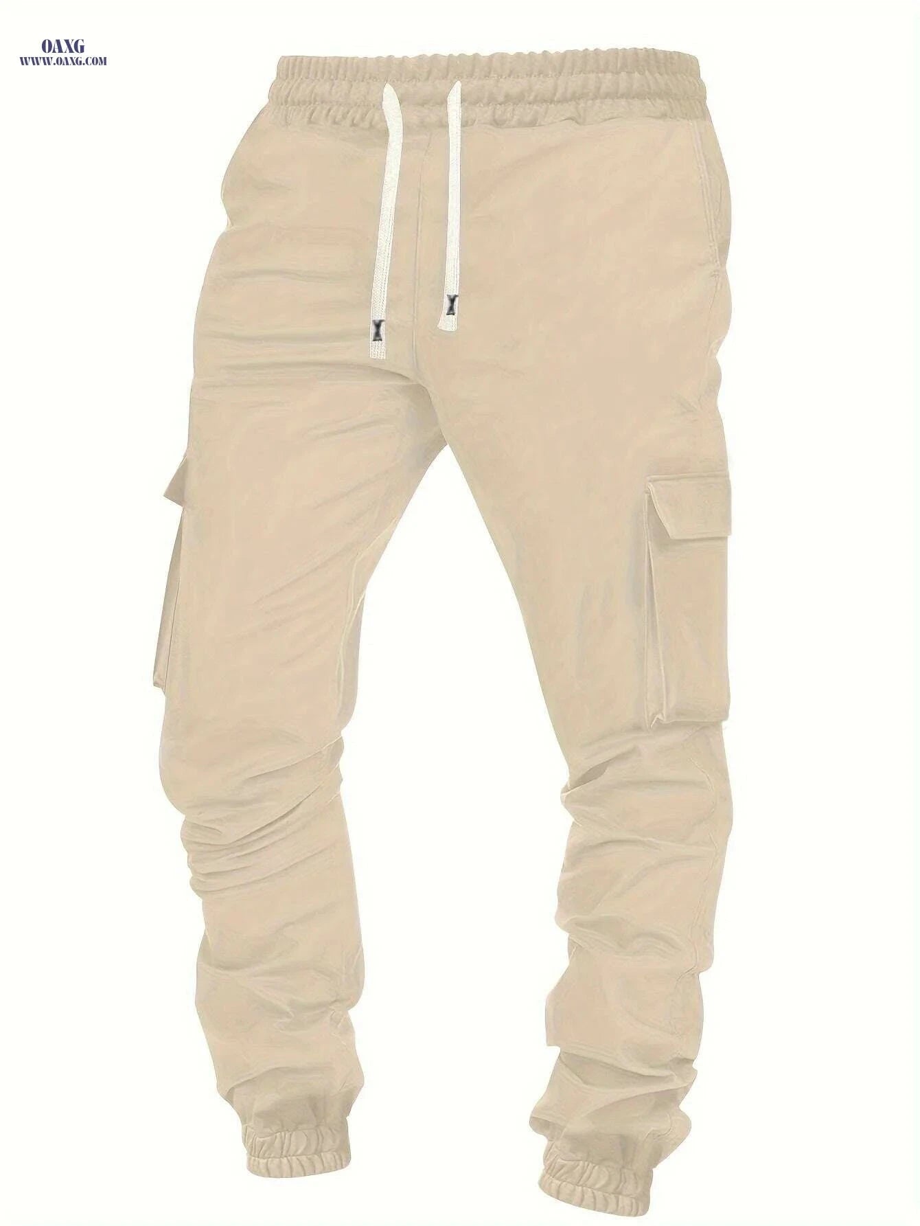 Trendy Men's Cargo Pants - Drawstring, Multi Pocket, Casual Style   OAXG Coffee color / S