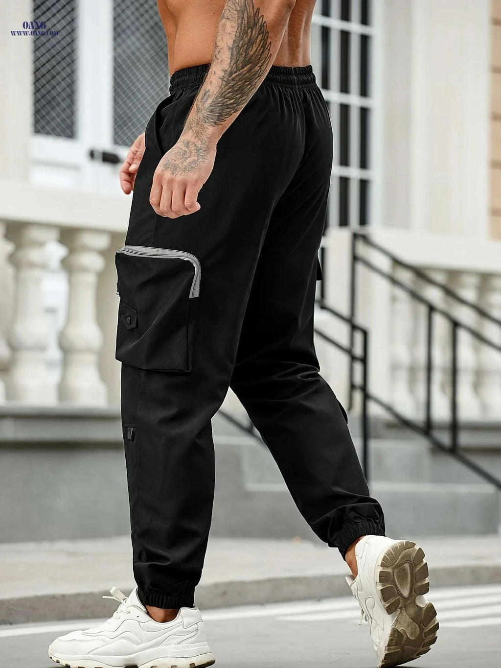 Trendy Men's Cargo Pants with Zipper Pockets - All Seasons Sports   OAXG Black / S