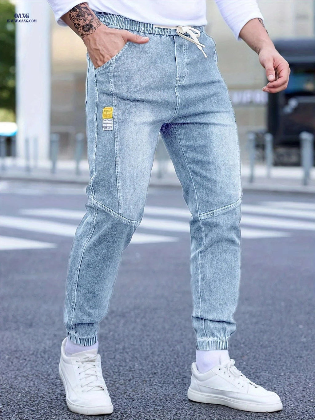 Trendy Men's Casual Jeans - Comfortable Cropped Jogger Pants   OAXG 