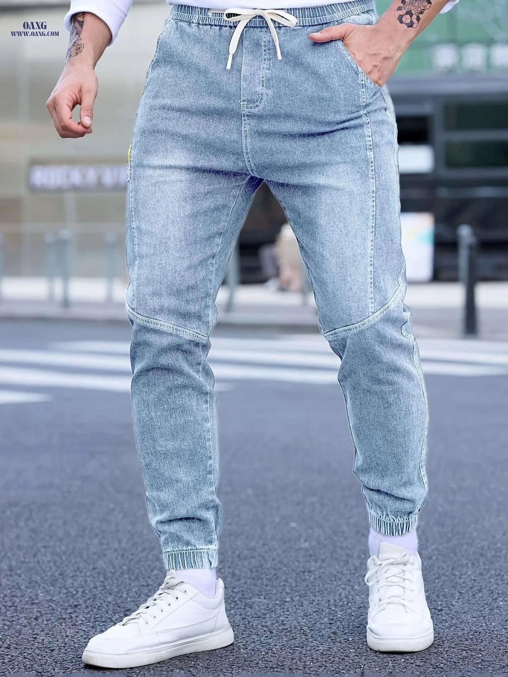 Trendy Men's Casual Jeans - Comfortable Cropped Jogger Pants   OAXG Black / FR XS