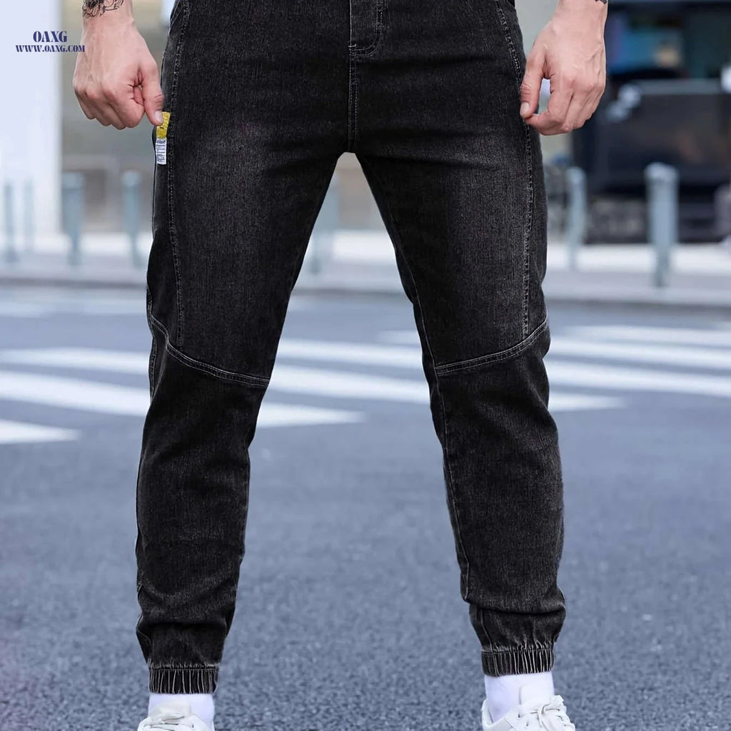 Trendy Men's Casual Jeans - Comfortable Cropped Jogger Pants   OAXG Black / FR XS