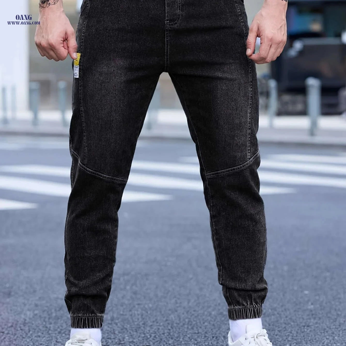Trendy Men's Casual Jeans - Comfortable Cropped Jogger Pants   OAXG Black / FR XS