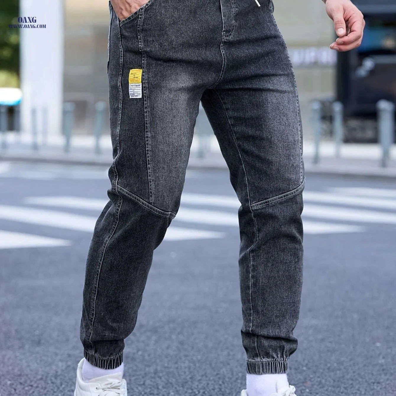Trendy Men's Casual Jeans - Comfortable Cropped Jogger Pants   OAXG Black / FR XS