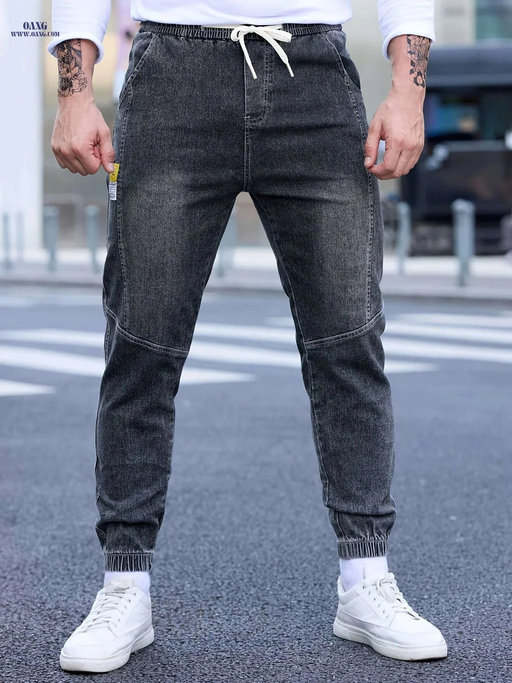 Trendy Men's Casual Jeans - Comfortable Cropped Jogger Pants   OAXG 