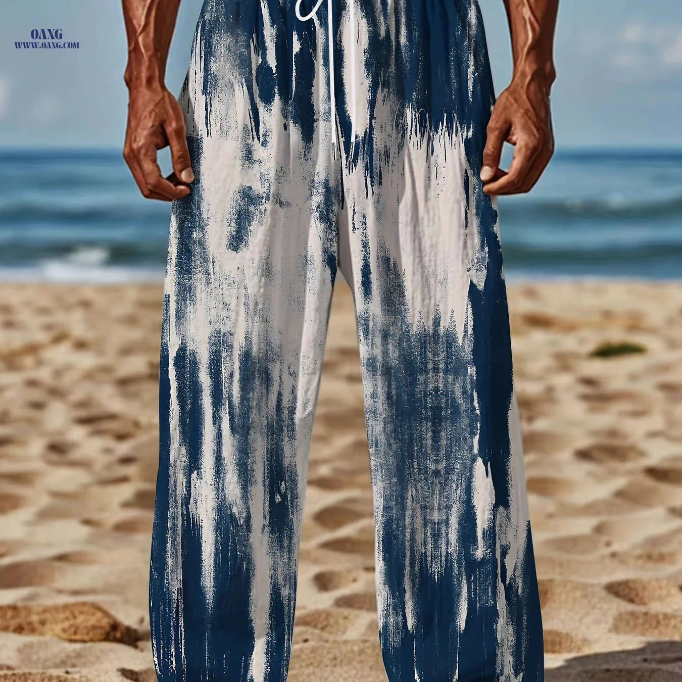 Trendy Men's Casual Wide-Leg Pants - 3D Print for Vintage Style   OAXG 