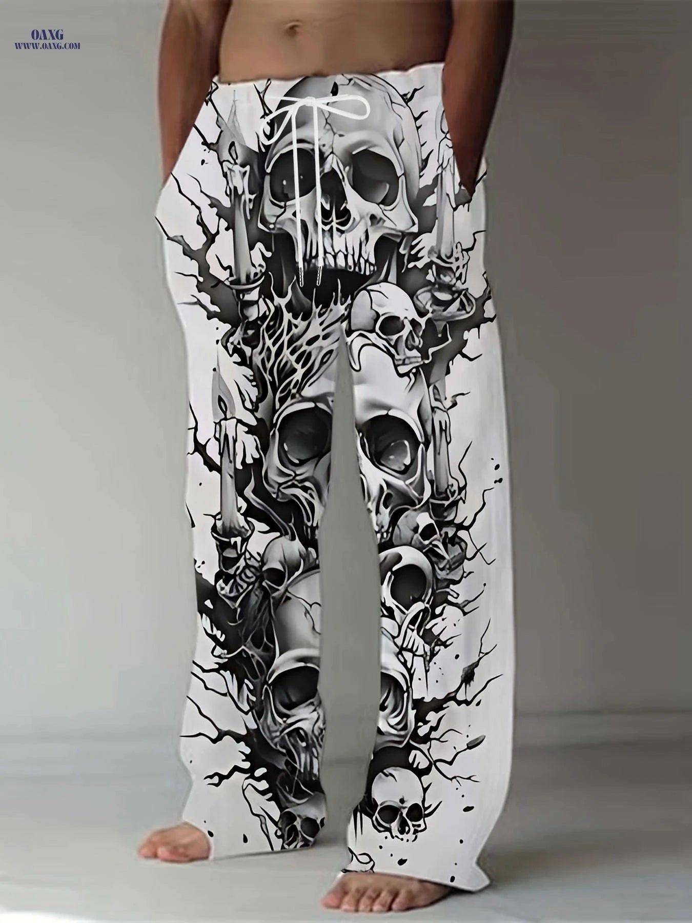 Trendy Men's Casual Wide-Leg Pants - Relaxed 3D Print Style   OAXG 