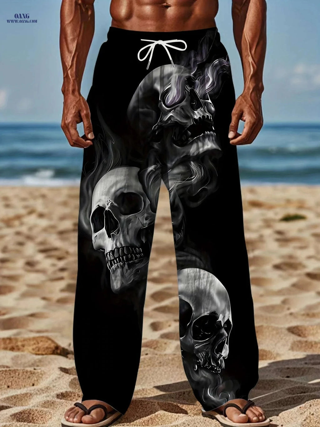 Trendy Men's Casual Wide-Leg Pants - Relaxed 3D Print Style   OAXG 